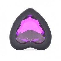 Anal Plug Black Silicone Small with Purple Heart Shape Diamond